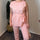 Velma Pembe Omzu Burmalı Bluz Takım